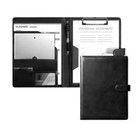 FeinKulturia Porte-bloc A4 en cuir synthétique magnétique et pliable avec couvercle, porte-stylo et compartiments à documents, pour bureau, école, maison, soins et conférences - Noir