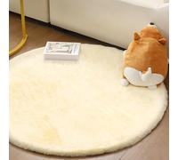 FeinKulturia Tapis Rond en Fausse Fourrure de Lapin de 120 cm, pour Décoration de Chambre à Coucher, Tapis Moelleux pour Salon, Tapis Antidérapant Lavable en Machine, Tapis Pelucheux pour Enfant