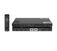 FeinTech AX341 Répartiteur HDMI 2.1 eARC 4 en 2 sorties avec extracteur audio (barre de son eARC, Toslink et AUX), 8K 60Hz, 4K120Hz, téléscaler