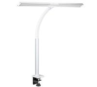 FeinTech Grande Lampe de Bureau LED avec Fixation par Pince 80 cm blanc-argent
