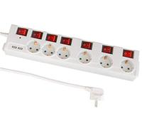 FeinTech MD000652 Multiprise 6 Prises Multiples 90 degrés commutables Individuellement avec USB Blanc.