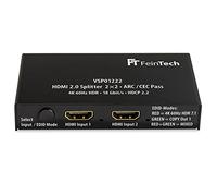 FeinTech VSP01222 Répartiteur HDMI 2.0 2 entrées 2 Sorties Scaler Arc-Pass pour récepteur AV 4K 60Hz HDR