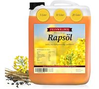 Feinwälder® Premium Huile de colza 20 litres - Huile de colza - Pressée à froid - Sans OGM - 10 l - Huile végétale pour rôtir et affiner - Huile de colza typique de la couleur et de l'odeur