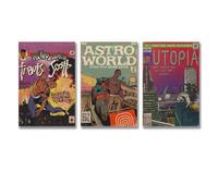 Feioust Lot de 3 affiches Travis Musique Scott Vintage Art mural sur toile Affiches décoratives pour chambre Esthétique Impression Décor 20 x 30 cm Style 1