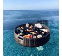 Feiphla Plateau Flottant De Piscine De Luxe,Plateau Flottant De Luxe pour Piscine - Petit-DéJeuner éLéGant sur l'eau - Barre Flottante,pour Piscine D'HôTel, Villa Et HôTel Black-80cmround
