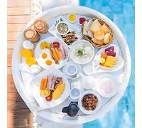 Feiphla Plateau Flottant De Piscine De Luxe,Plateau Flottant De Luxe pour Piscine - Petit-DéJeuner éLéGant sur l'eau - Barre Flottante,pour Piscine D'HôTel, Villa Et HôTel White-80cmround