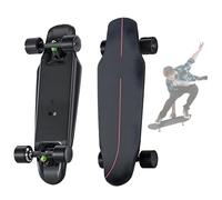 Feiphla Skateboard éLectrique avec TéLéCommande, éTanche, Pont Drop Through, Longboard Adulte à Quatre Roues, Autonomie De 8 Km/15 Km/22 Km/30 Km, pour DéButants Black-Dual(15km)