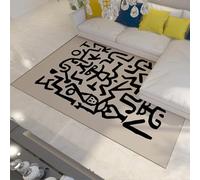 FEIPUHOME Art Abstrait Lignes créatives Motif Tapis Paul Klee Vintage antidérapant Tapis Nordique Noir Mat pour cheminée Cuisine Decor 120x180cm