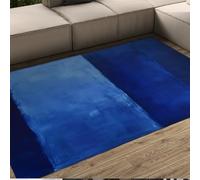 FEIPUHOME Art Bleu dégradé Neutre Tapis Pays rétro Doux Confortable Tapis à Poils Ras pour Bureau à Domicile Salon Chambre Cuisine Pliable 160x230cm