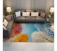 FEIPUHOME Art Botaniques Modernes Tapis de Printemps Cimes d’Arbres colorées Petit Tapis Salon Entrée Couloir Porche Antidérapant Lavable Intérieur Tapis Doux 160x230cm