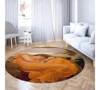 FEIPUHOME Art classicisme esthétique Rond Tapis Flamboyant Juin célèbre Peinture Impression Tapis pour Studio Bureau Salle de conférence décor à Poils Ras antidérapant 160x160cm