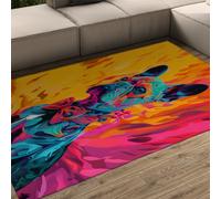 FEIPUHOME Art Coloré Abstrait Fond Design Chambre à Coucher Tapis Chien avec Un Arc Motifs Entrée Front Mat Allée Tapis Décoration intérieure Antidérapant Poils Ras 180x300cm