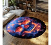 FEIPUHOME Art Décorations esthétiques d’Halloween, Tapis Ronds, Mystique Galaxie, onirique, crânes, Tapis, Poils Bas, antidérapant, pour Bureau à Domicile, Devant Le canapé 80x80cm