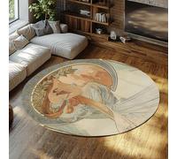 FEIPUHOME Art Esthétique Classique Tapis Rond Etude pour la poésie Les Arts Peinture célèbre Impression Tapis pour Salon Devant cheminée Ras 200x200cm