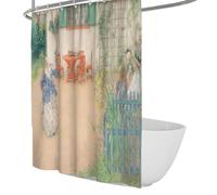 FEIPUHOME Art Esthétique Rurale Rideau de Bain Rideau de Baignoire Lavable avec Crochets Lisbeth en Bleu Oiseau célèbre Tableau Estampes Rideaux de Douche pour Salle de Bain 90 x 180 cm