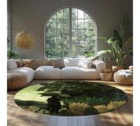 FEIPUHOME Art Esthétique surréaliste Tapis Rond pour Salon Salle à Manger Le Serpent charmeur Célèbre Peinture Impressions Tapis sous la Table Poils Ras Lavable 120x120cm