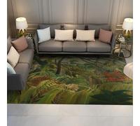 FEIPUHOME Art Jungle Naturelle Surréalisme Tapis Tigre dans Une Tempête Tropicale Célèbre Peinture Impressions Tapis pour Chambre Bureau à Domicile Poils Bas Antidérapant 200x300cm