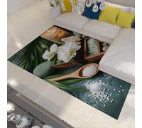 FEIPUHOME Art Méditation Spa Tapis Cristaux Blancs Gros Sel Orchidées Facile à Nettoyer Tapis pour Chambre Vie Salle d’étude Cuisine Entrée Faible 90x150cm