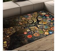 FEIPUHOME Art Mid-Century Vintage Tapis Arbre de Vie Esthétique Abstraite Tapis Poils Bas Non Antidérapant pour Bureau À Domicile Devant Canapé Décor 60x90cm