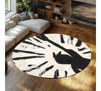 FEIPUHOME Art Minimalisme Moderne Tapis Ronds Design Noir et Blanc Silhouettes abstraites Décoration Tapis pour intérieur Extérieur Couloir Faible Lavable 200x200cm