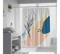 FEIPUHOME Art Minimalisme Nordique Rideaux de Douche Botanique Géométrique Coloré Ensembles de Rideaux de Bain avec Crochets en Plastique Tissu imperméable Lavable 120 x 200 cm