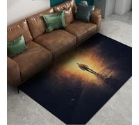 FEIPUHOME Art mystérieux Tapis surréalistes Silhouette d’Homme dans Le Tunnel Imprime intérieur/extérieur décoration intérieure Tapis pour l’entrée Salon à Poils Ras 90x150cm