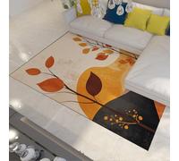 FEIPUHOME Art Nordique Moderne Tapis Feuilles d’Automne Minimalisme Abstrait Tapis pour Les Zones à Fort trafic Salon Chambre à Coucher Bureau à Domicile Cuisine Pliable 160x200cm