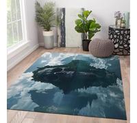 FEIPUHOME Art Océan Horreur thème Jeter Tapis crâne île Design Tapis lavables à Poils Ras Doux pour Salon Chambre à Coucher décor intérieur antidérapant 120x150cm