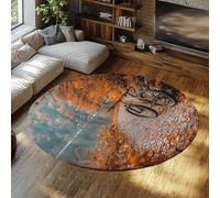 FEIPUHOME Art Pays Nature Paysage Tapis Ronds Montagne Route Lac Automne Aventure Tapis Intérieur/Extérieur Bureau à Domicile Grand Lavable Entrée Tapis de Sol 80x80cm