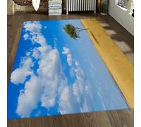 FEIPUHOME Art Paysage Africain Doux Mince Tapis Lone Tree avec Ciel Bleu Tapis de Sol pour Salon Chambre Couloir Lavable en Machine à Poils Ras 160x230cm