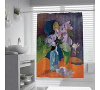 FEIPUHOME Art Peinture célèbre estampes Rideau de Douche Nature Morte avec des Fleurs et Motif Idole Rideaux de Salle de Bain Décor de Chambre Humide Tissu Extra Long 120 x 200 cm