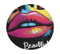 FEIPUHOME Art Pop Graffiti Lèvres colorées Design Tapis Ronds Lavable Tapis de Sol à Poils Ras pour Salon Appartement Salle d’étude Chambre Salon sous la Table 160x160cm