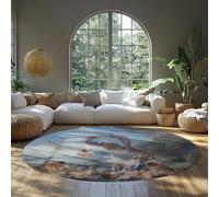 FEIPUHOME Art Renaissance Doux Mince Tapis de Sol Le Triomphe de Vénus célèbre Peinture Imprimer Tapis Rond pour Chambre Salon Bureau à Poils Ras antidérapant 80x80cm