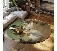 FEIPUHOME Art Renaissance Tapis Ronds Leçon de Danse Célèbre Peinture Imprimer Doux Confortable Mince Tapis pour Salon Chambre Entrée Antidérapant Léger 200x200cm