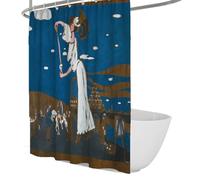 FEIPUHOME Art Rideau de Douche Classique Affiches Brasserie Impressions Peinture célèbres Affiches Brasserie Impressions Peinture célèbres Rideaux Salle Bain Extra Long Bleu 180 x 180 cm