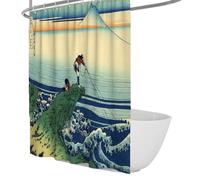 FEIPUHOME Art Rideau de Douche de Style côtier Japonais Kajikazawa dans la Province de Kai Célèbre Peinture Impression Rideau de Baignoire avec Crochets Tissu imperméable 90 x 180 cm