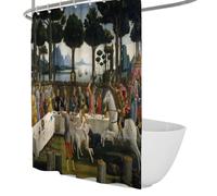 FEIPUHOME Art Rideau de Douche Renaissance L’Histoire de Nastagio Degli onesti célèbre Peinture Impression Rideau de Salle de Bain avec Crochets Tissu imperméable 200 x 200 cm