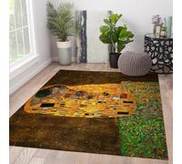 FEIPUHOME Art Romantisme Tapis Baiser La Mariée Célèbre Peinture Impressions Intérieur Antidérapant Tapis Lavable en Machine pour Le Salon Salle À Manger Dortoir Chambre Chambre 90x150cm