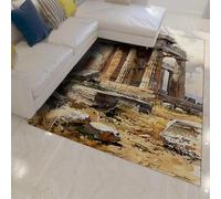 FEIPUHOME Art Ruines Antiques Style Tapis Architecture Grecque Motif Mince Lavable Doux à Poils Ras Tapis antidérapants pour Salon Chambre à Coucher Salle d’étude 180x280cm