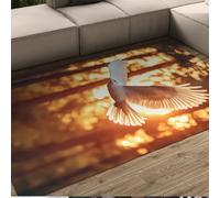 FEIPUHOME Art Sunshine in The Jungle Tapis avec Flying White Eagle Design Tapis à Poils Ras Minces et antidérapants lavables pour Le Salon Chambre Bureau 120x150cm