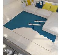 FEIPUHOME Art Tapis à thème de l’océan Tapis d’Aventure de Surf Moderne pour Chambre à Coucher Bureau à Domicile Bleu et Blanc Bleu et Blanc Minimaliste Décoration intérieure antidérapante 60x90cm