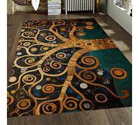 FEIPUHOME Art Tapis Abstrait Nordique étoiles Bleues Arbre de Vie sur Terre Tapis d’intérieur avec Support antidérapant Lavable pour Le Salon Chambre à Coucher Salle d’étude 90x120cm