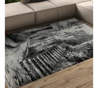 FEIPUHOME Art Tapis antidérapant Doux Lavable Coin de Rue Paysage Urbain Tapis pour Salon Chambre Appartement Sol Cosy Low Pile Noir et Blanc 200x300cm