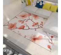 FEIPUHOME Art Tapis antidérapant Lavable Fleurs de pêcher Rose et Branche de Bourgeon Tapis de Sol Floral Doux Confortable pour Salon Chambre à Coucher Bureau à Domicile à Poils Ras 150x210cm