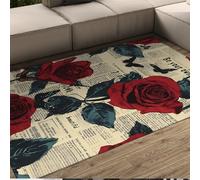 FEIPUHOME Art Tapis antidérapant Vintage des années 90 pour Salon Chambre Appartement sous la Table Journal Rose Papillon Design Tapis Lavable Doux 90x120cm