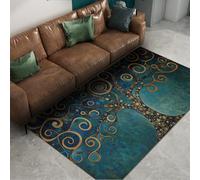 FEIPUHOME Art Tapis antidérapants d’intérieur rétro Bleu Arbre de Vie mystérieux Tapis Lavable en Machine pour Le Salon Salle à Manger Dortoir Chambre Chambre 60x90cm