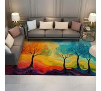 FEIPUHOME Art Tapis Arbre de Vie Coloré Flux Liquide Abstrait Texture Tapis pour Salon Chambre Couloir Lavable en Machine À Pou Poils Longs 120x180cm