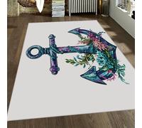 FEIPUHOME Art Tapis d’Ancre Nautique Lavable Doux algues Corail Tapis pour Salon Chambre Appartement sous la Table décoration intérieure à Poils Ras antidérapant 200x300cm