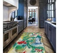 FEIPUHOME Art Tapis d’intérieur Doux Deux Bouquets dans l’Atelier célèbre Peinture Impression décorationTapis Vert Aquarelle Tapis Confortable 80x120cm