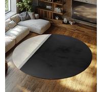 FEIPUHOME Art Tapis d’intérieur Gris et Noir Minimalisme Abstrait Décor Doux Confortable Tapis Rond pour Chambre d’entrée Hôtel Salle à Manger Salle de Bain à Poils Ras Pliable 200x200cm